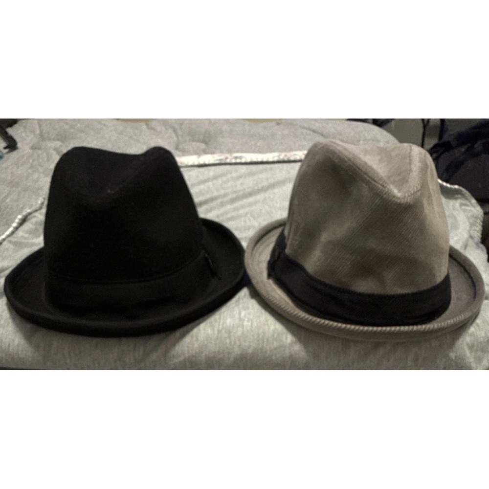 2 - VANS Off The Wall Men's Fedora Hat Size S/M Black Gray Solid Pattern